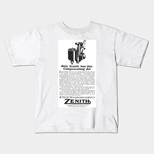 Zenith - Compensating Jet Carburetters' - 1927 Vintage Advert Kids T-Shirt by BASlade93